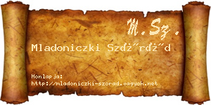 Mladoniczki Szórád névjegykártya